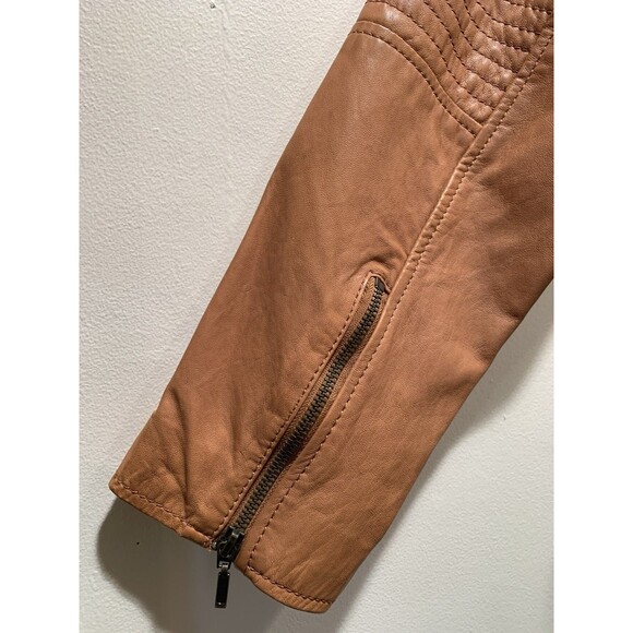 Corbani Quilted Shoulder Brown Asymmetrical Leather Womens Moto Jacket Size XL - Picture 15 of 16